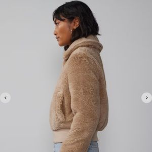 NEW YORK & Company Faux Fur Bomber Jacket Womens XL Tan  Reversible ~ New